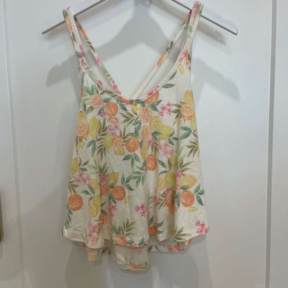 Z Supply Yellow and Pink Asymmetrical Camisole Top